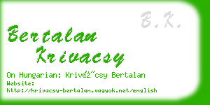 bertalan krivacsy business card